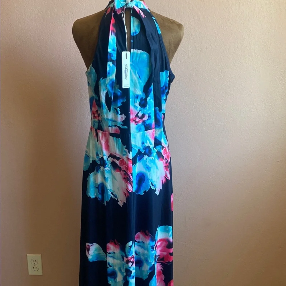 STYLEWORD Floral Halter Neck Maxi Dress - Blue and Pink - Picture 4 of 11